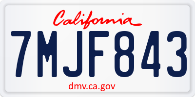 CA license plate 7MJF843