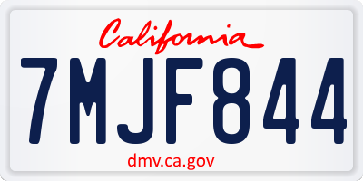 CA license plate 7MJF844