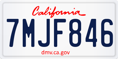 CA license plate 7MJF846