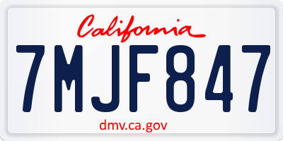 CA license plate 7MJF847