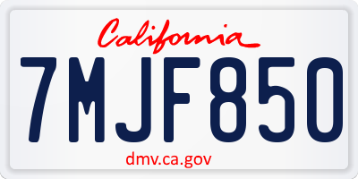 CA license plate 7MJF850