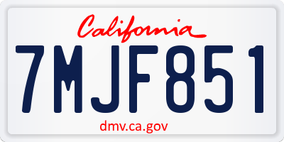 CA license plate 7MJF851