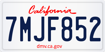 CA license plate 7MJF852