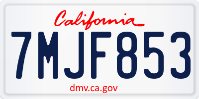 CA license plate 7MJF853