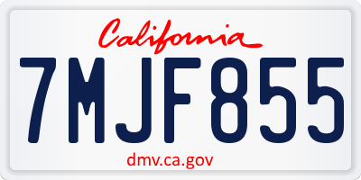 CA license plate 7MJF855