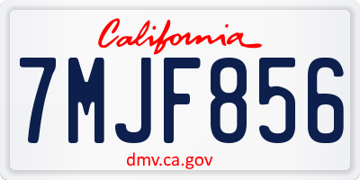 CA license plate 7MJF856