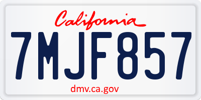 CA license plate 7MJF857