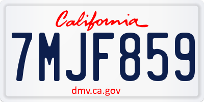 CA license plate 7MJF859