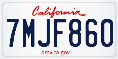 CA license plate 7MJF860