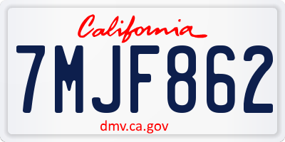 CA license plate 7MJF862