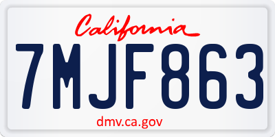 CA license plate 7MJF863