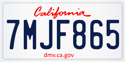CA license plate 7MJF865