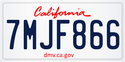 CA license plate 7MJF866