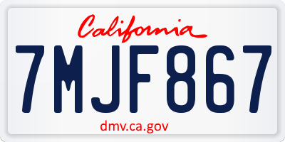 CA license plate 7MJF867