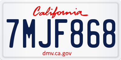 CA license plate 7MJF868