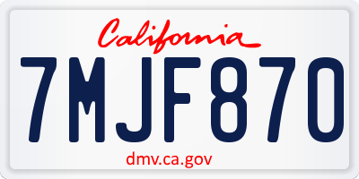 CA license plate 7MJF870