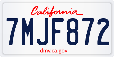 CA license plate 7MJF872