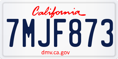 CA license plate 7MJF873