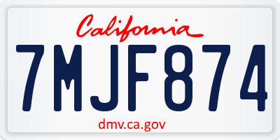 CA license plate 7MJF874