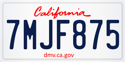 CA license plate 7MJF875