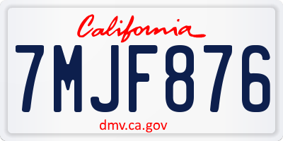 CA license plate 7MJF876