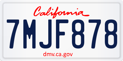 CA license plate 7MJF878