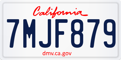 CA license plate 7MJF879