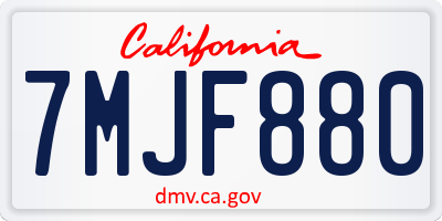 CA license plate 7MJF880