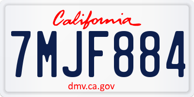 CA license plate 7MJF884