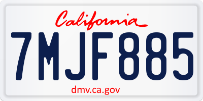 CA license plate 7MJF885