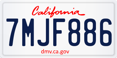 CA license plate 7MJF886