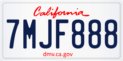 CA license plate 7MJF888
