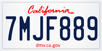 CA license plate 7MJF889