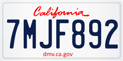 CA license plate 7MJF892