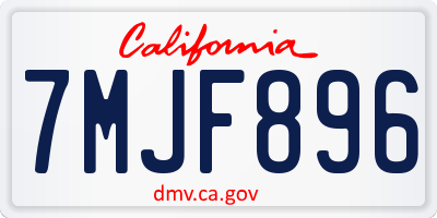CA license plate 7MJF896