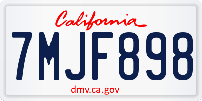 CA license plate 7MJF898