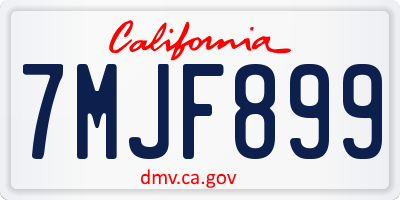 CA license plate 7MJF899