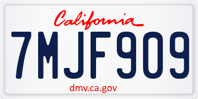 CA license plate 7MJF909