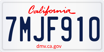 CA license plate 7MJF910