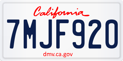 CA license plate 7MJF920