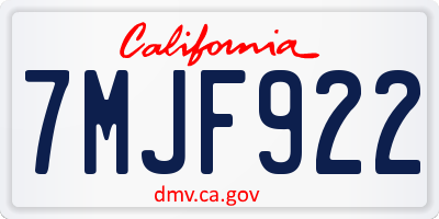 CA license plate 7MJF922