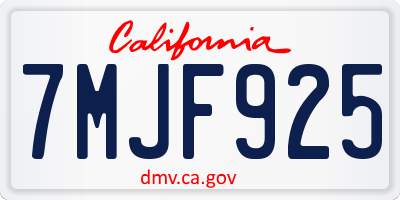 CA license plate 7MJF925