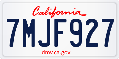 CA license plate 7MJF927