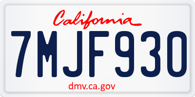 CA license plate 7MJF930