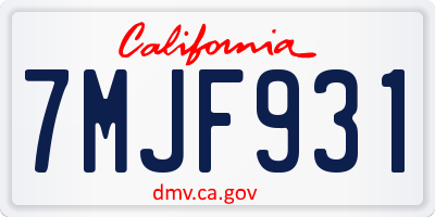 CA license plate 7MJF931
