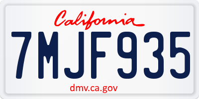 CA license plate 7MJF935