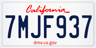 CA license plate 7MJF937