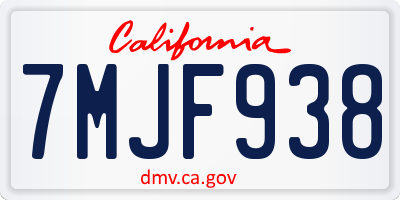CA license plate 7MJF938
