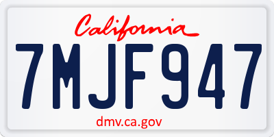 CA license plate 7MJF947