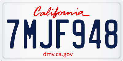 CA license plate 7MJF948